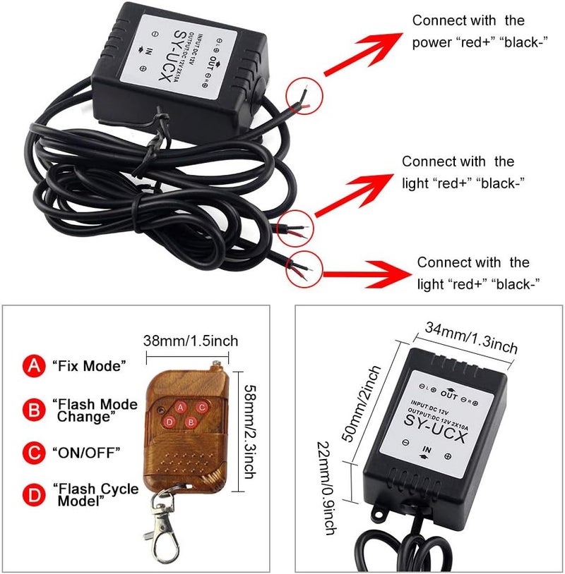 Aramox وحدة تحكم ستروب 16 وضع، فلاش LED عالمي 12V-24V لمصباح الفرامل، دراجة نارية، سيارة، شاحنة، صندوق تحكم ستروب متوافق GS-100C - Image 2